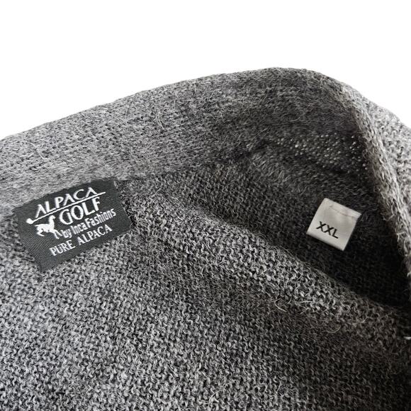 Alpaca Golf Inca Fashions Pure Alpaca Mens Sweater Cardigan Knit Golf Gray XXL - Picture 5 of 13